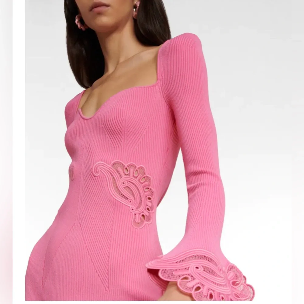 Self Portrait Pink Lace Trimmed Mini Dress. Size M. Worn once. - Picture 4 of 6